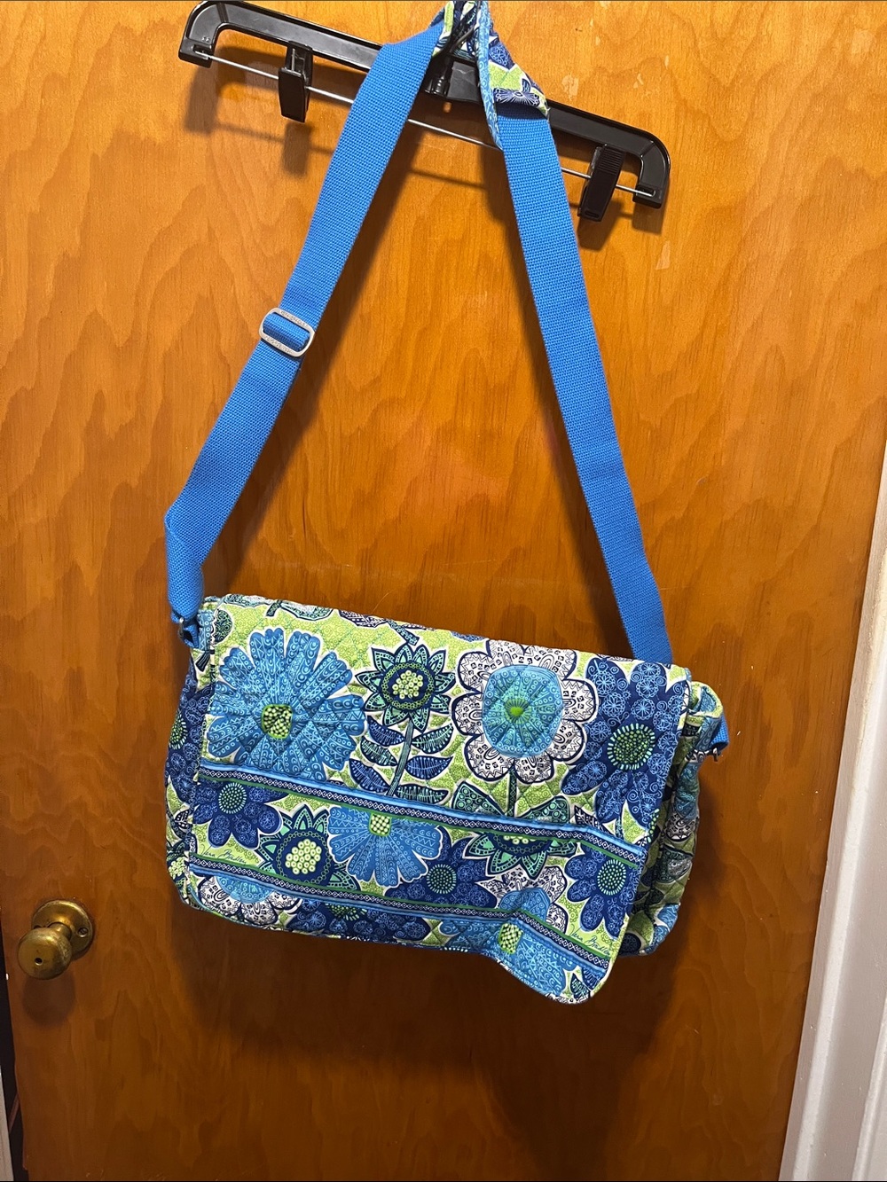 Vera Bradley Blue and Green Floral Quilted Crossbody